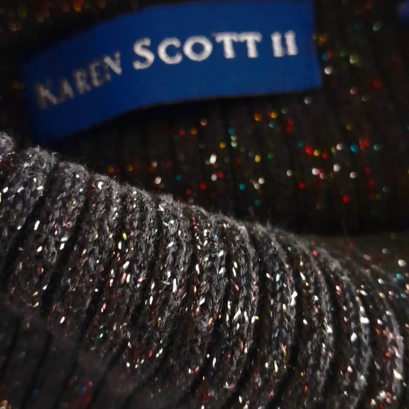 Karen Scott Turtleneck Sweater Black Lurex Multicolor - Picture 3 of 4